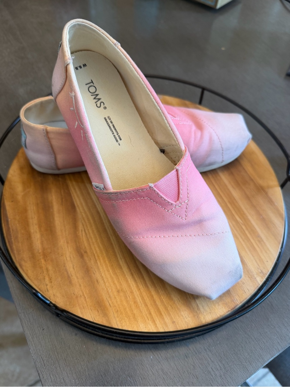 Toms Pink to Light Blue Ombre Canvas Slip-On Flats